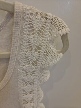 Cream Crochet Lace Trim Tank DARLING